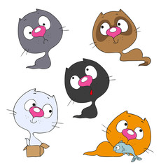 Cats collection. Cartoon characters on a white background