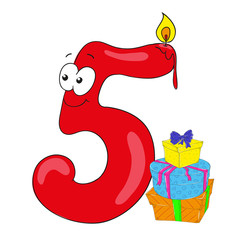 Cartoon numbers with gifts. Character vector.