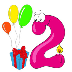 Cartoon numbers with gifts. Character vector.