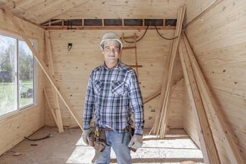 Fototapeta premium Construction Worker standing on job site