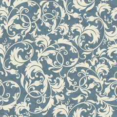 Fototapeta na wymiar seamless victorian pattern in blue, grey and beige