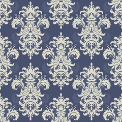 Fototapete seamless victorian pattern in blue, grey and beige © psk55