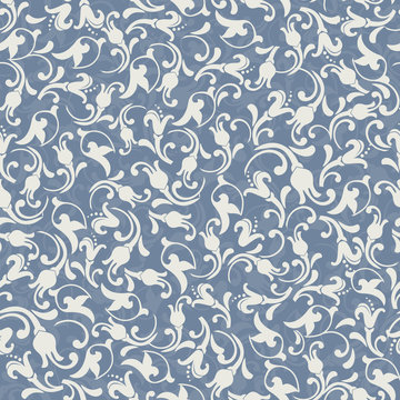 seamless victorian pattern in blue, grey and beige © psk55