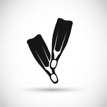 black fins icon, underwater swimming clip art preview