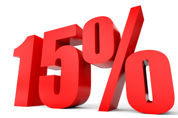 Discount 15 percent off. 3D illustration.