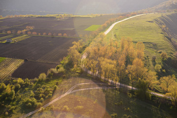 View on Fields and Road