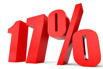 Discount 17 percent off. 3D illustration.