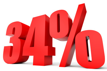 Discount 34 percent off. 3D illustration.