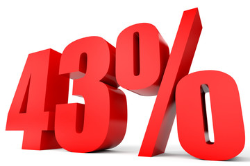 Discount 43 percent off. 3D illustration.