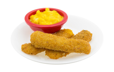 Chicken fingers meal on a white background