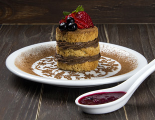 Tiramisu - Classical Dessert with Cinnamon and Coffee. Garnished
