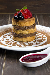 Tiramisu - Classical Dessert with Cinnamon and Coffee. Garnished