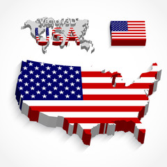 United States of America 3D ( map and flag ) ( transportation and tourism concept )