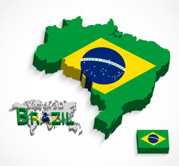 Brazil 3D ( flag and map ) ( Transportation and tourism concept )