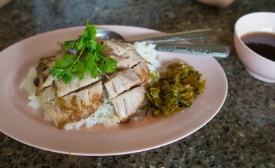 Stewed pork leg on rice