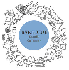 Barbecue line art set