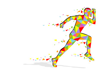 Fototapeta na wymiar Running Pixel Man - Abstract Colorful Illustration, Vector