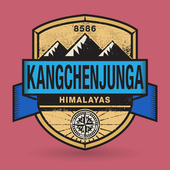 Obraz premium Stamp or vintage emblem with text Kangchenjunga, Himalayas
