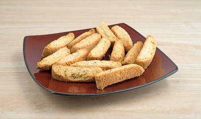 Almond nut biscotti on a plate