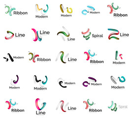 Set of abstract ribbon logo icons