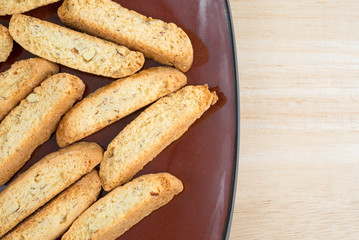 Almond nut biscotti on a plate