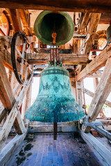 Interior of the bell tower and the bells of the church of St. Anastasia in Zadar