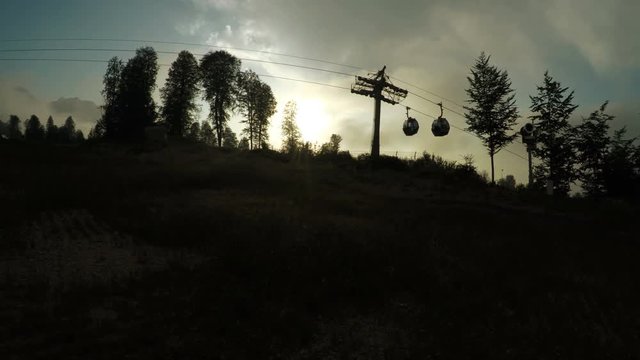 Lifts in mountains in summer