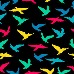Flying birds seamless pattern