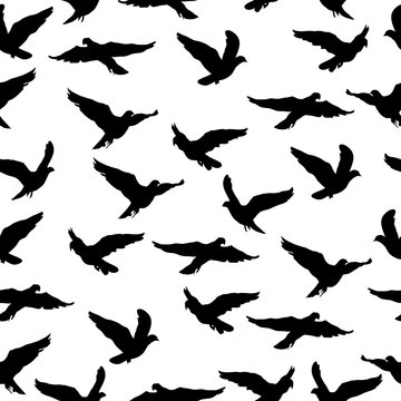 Flying birds seamless pattern