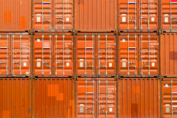 Industrial container close up in port