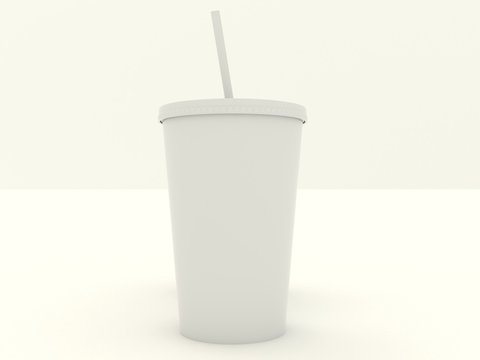 Several different paper cup set with white blank for design. Isolated on background. High resolution 3d illustration