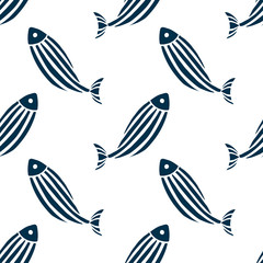 Seamless fish pattern.White background. Vector illustration.