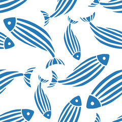 Seamless fish pattern.White background. Vector illustration.