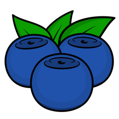 Cartoon blueberries isolated on white background