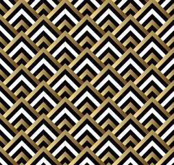 Seamless black and gold square art deco pattern vector