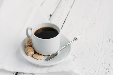 A Cup of coffee with cane sugar