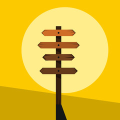 Wood sign in yellow background