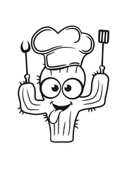 cactus soft cook restaurant grill chef hat pancake fork fry chef delicious food kitchen