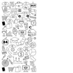 Vector set of doodle business icons on white paper
