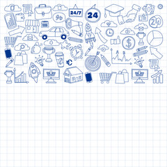 Vector set of doodle business icons