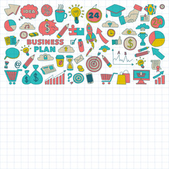 Vector set of doodle business icons