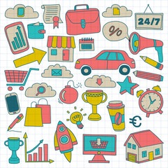 Vector set of doodle business icons