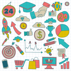Vector set of doodle business icons