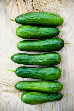 Fresh green cucumbers
