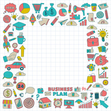 Vector set of doodle business icons