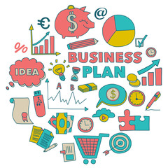 Vector set of doodle business icons