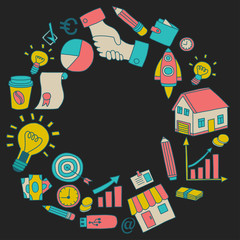 Naklejka premium Vector set of doodle business icons