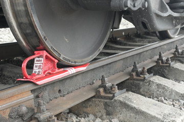 brake wheel on railway of train