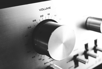 volume control knob of vintage hi-fi amplifier
