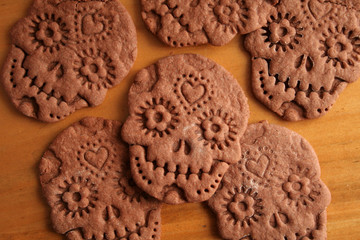 Totenkopf Cookies für Halloween - Day of the Dead Gebäck